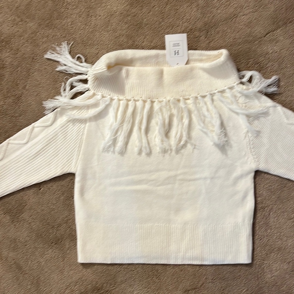 Camel color off the shoulder sweater